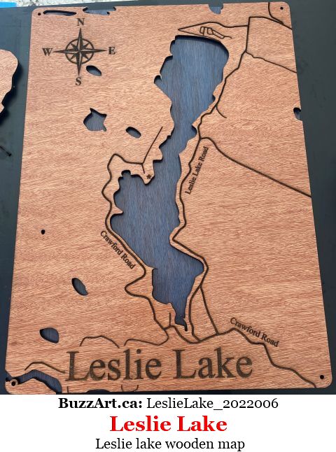 Leslie lake wooden map